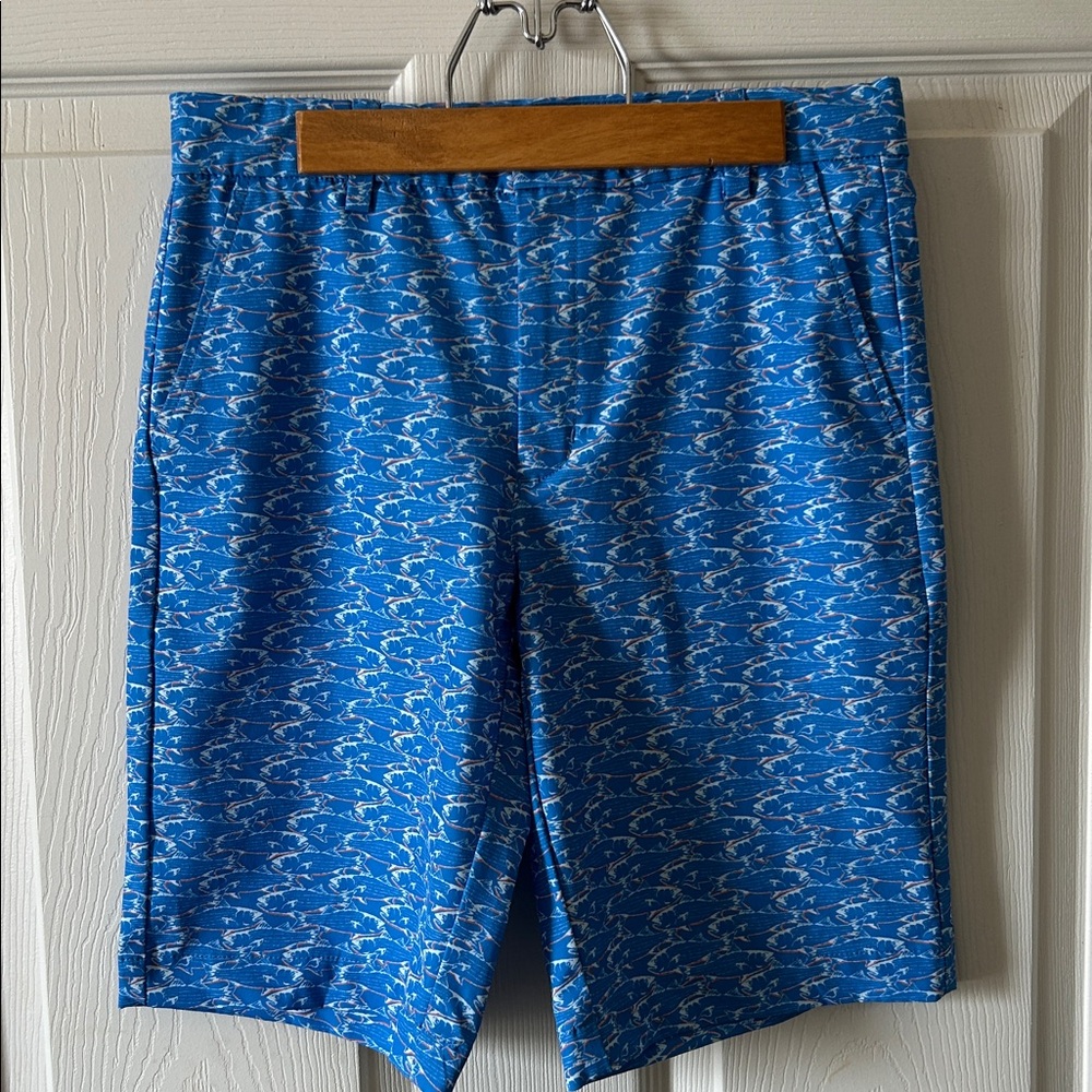 Vineyard Vines Boys Blue Fish Long Preppy Shorts Size 14 Patriotic